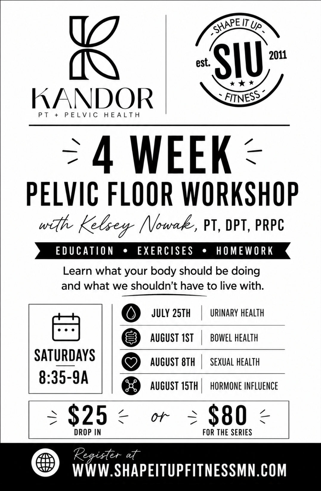 4 Week Pelvic Floor Workshop with Kelsey Nowak