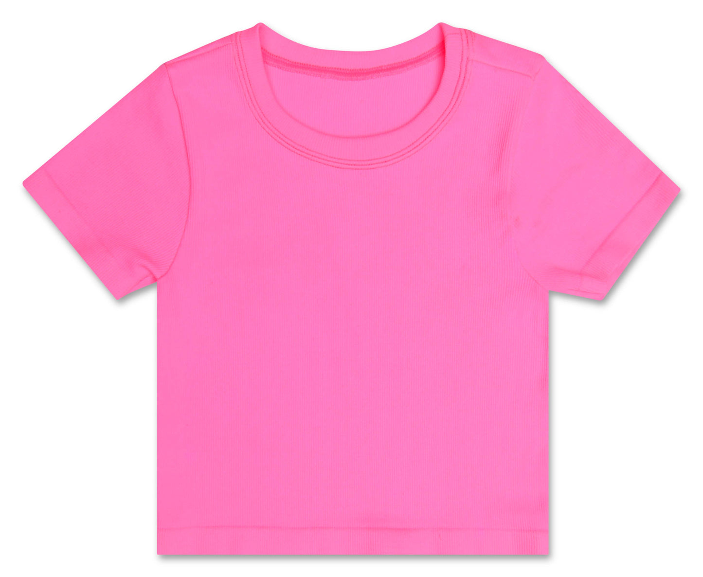 PINK RIBBED SHORT SLEEVE SHIRT S/M 7-10
