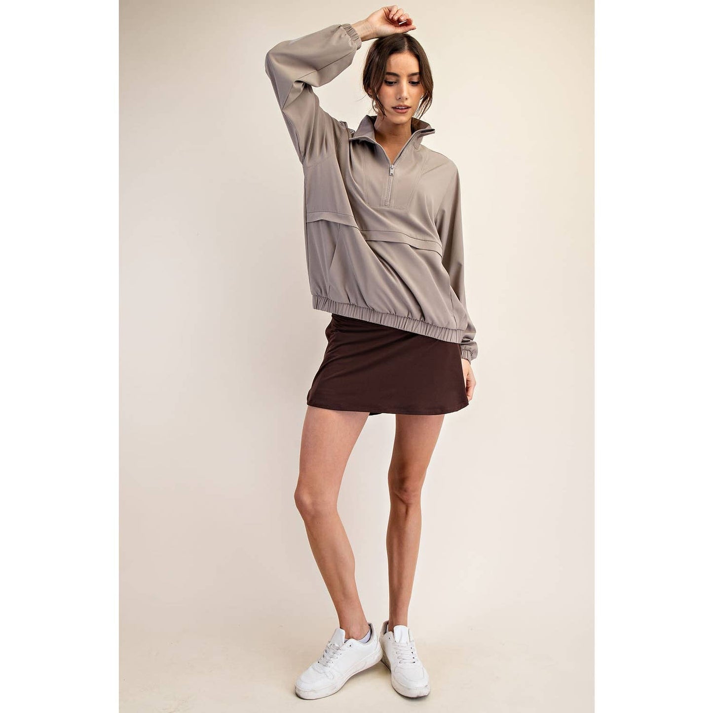 CRINKLE WOVEN QUARTER ZIP ACTIVE JACKET