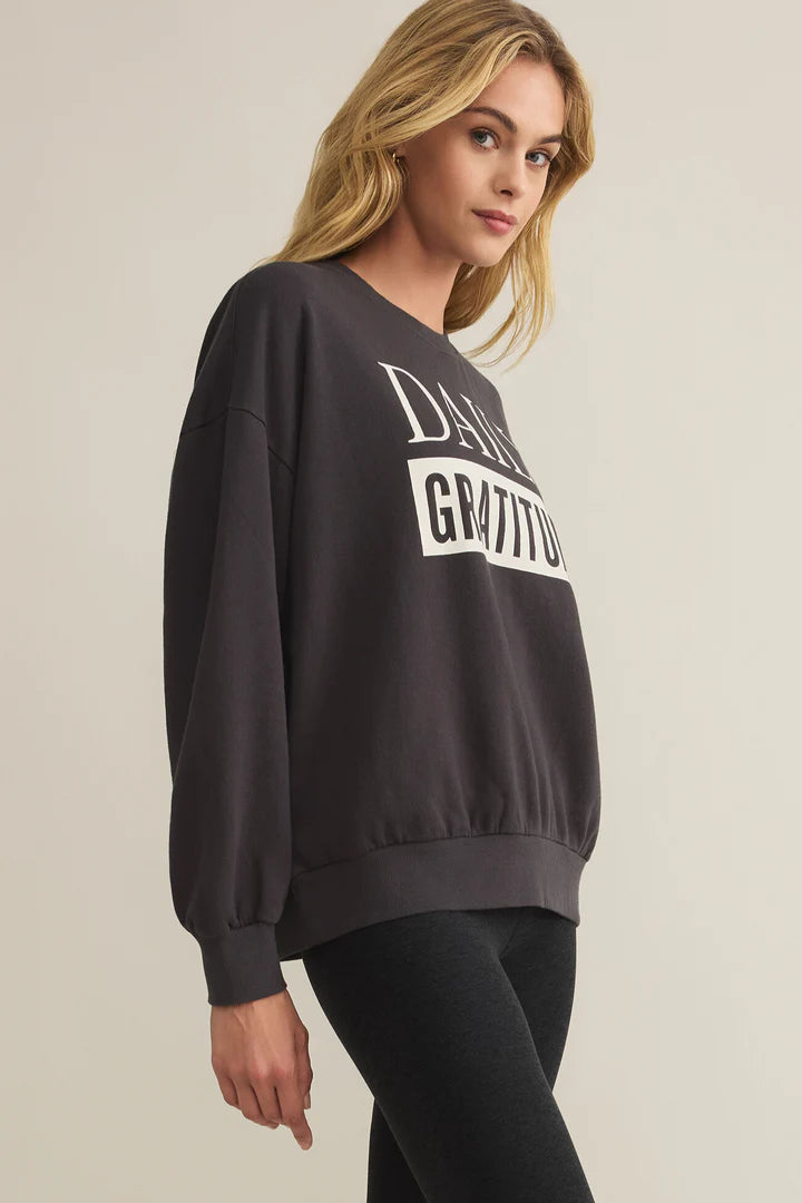 驚きの安さ – Sand Black Sweatshirt Gratitude Daily Supply Z Shape Up It トップス