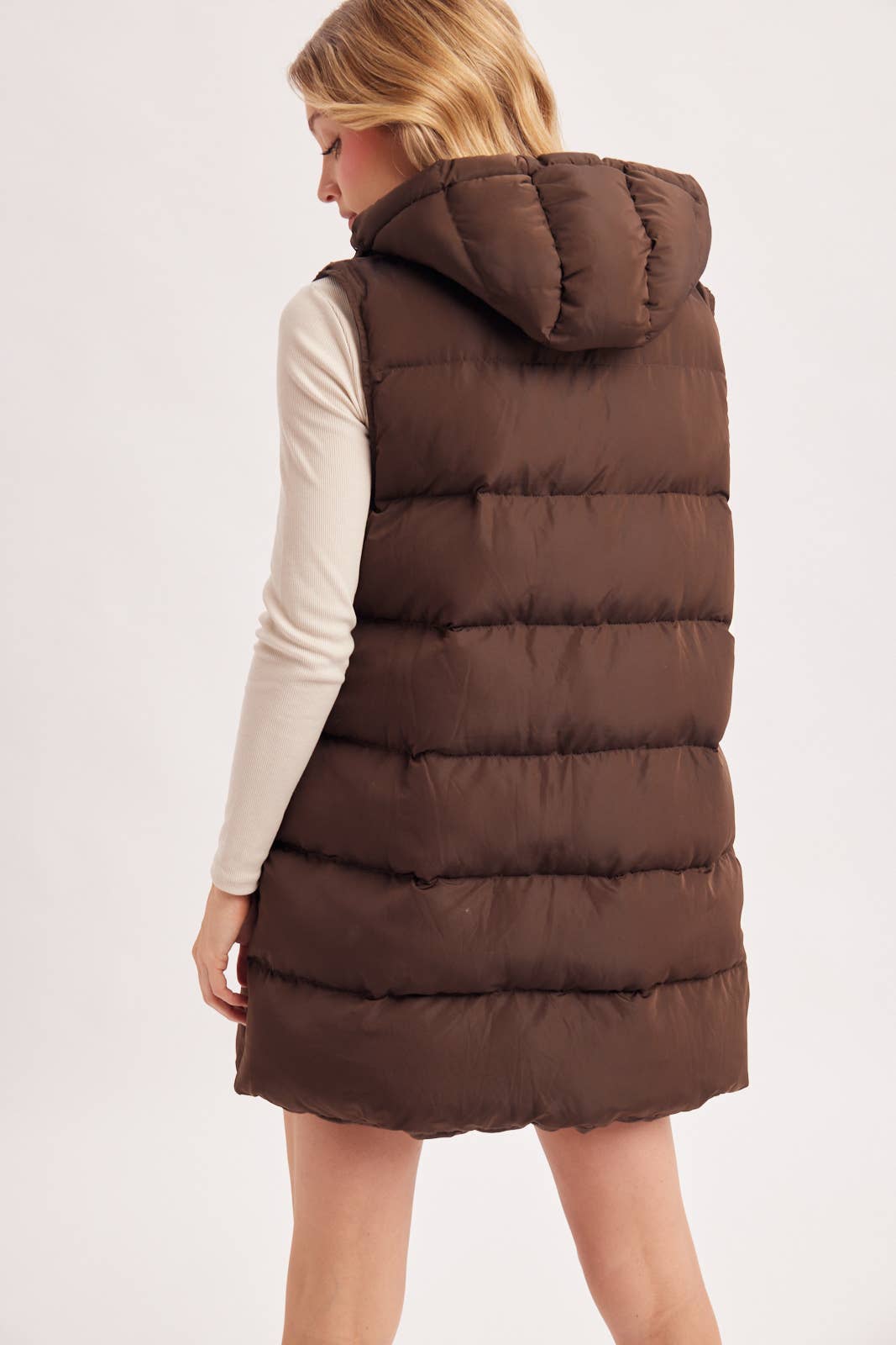 HOODED ZIPPER DOWN VEST