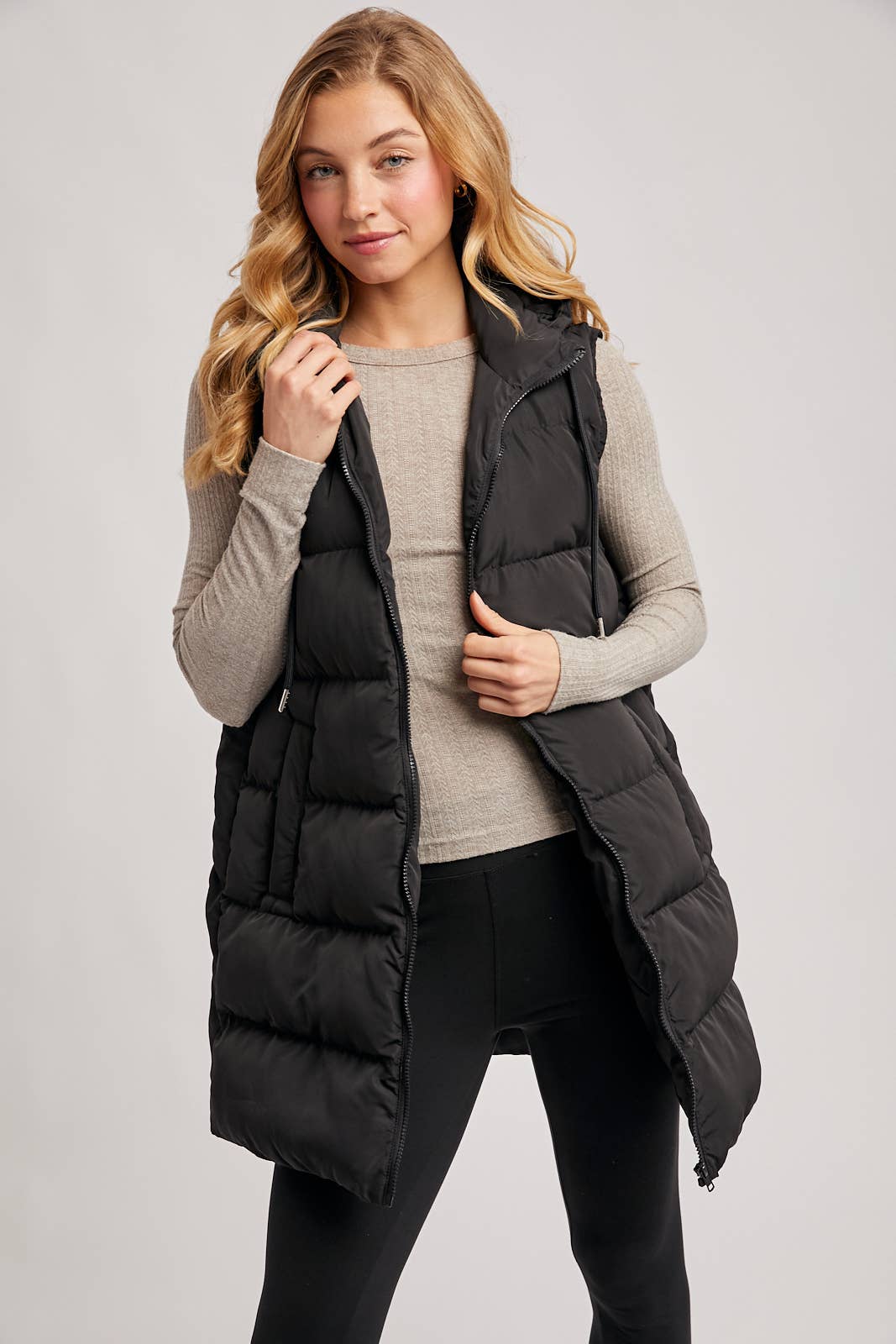 HOODED ZIPPER DOWN VEST