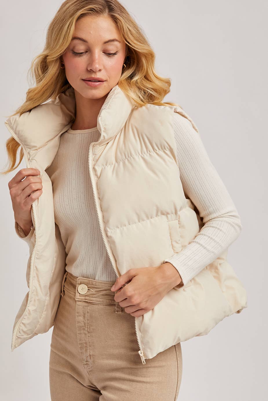 ZIPPER FRONT PUFFER VEST