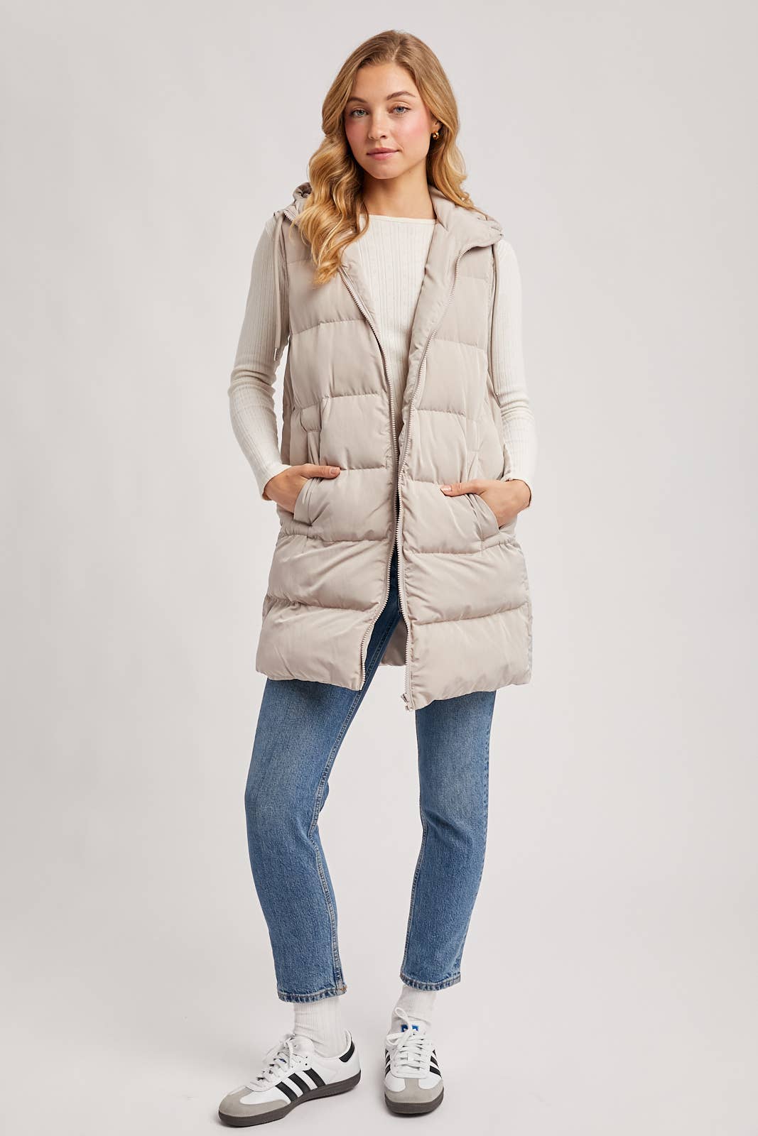 HOODED ZIPPER DOWN VEST