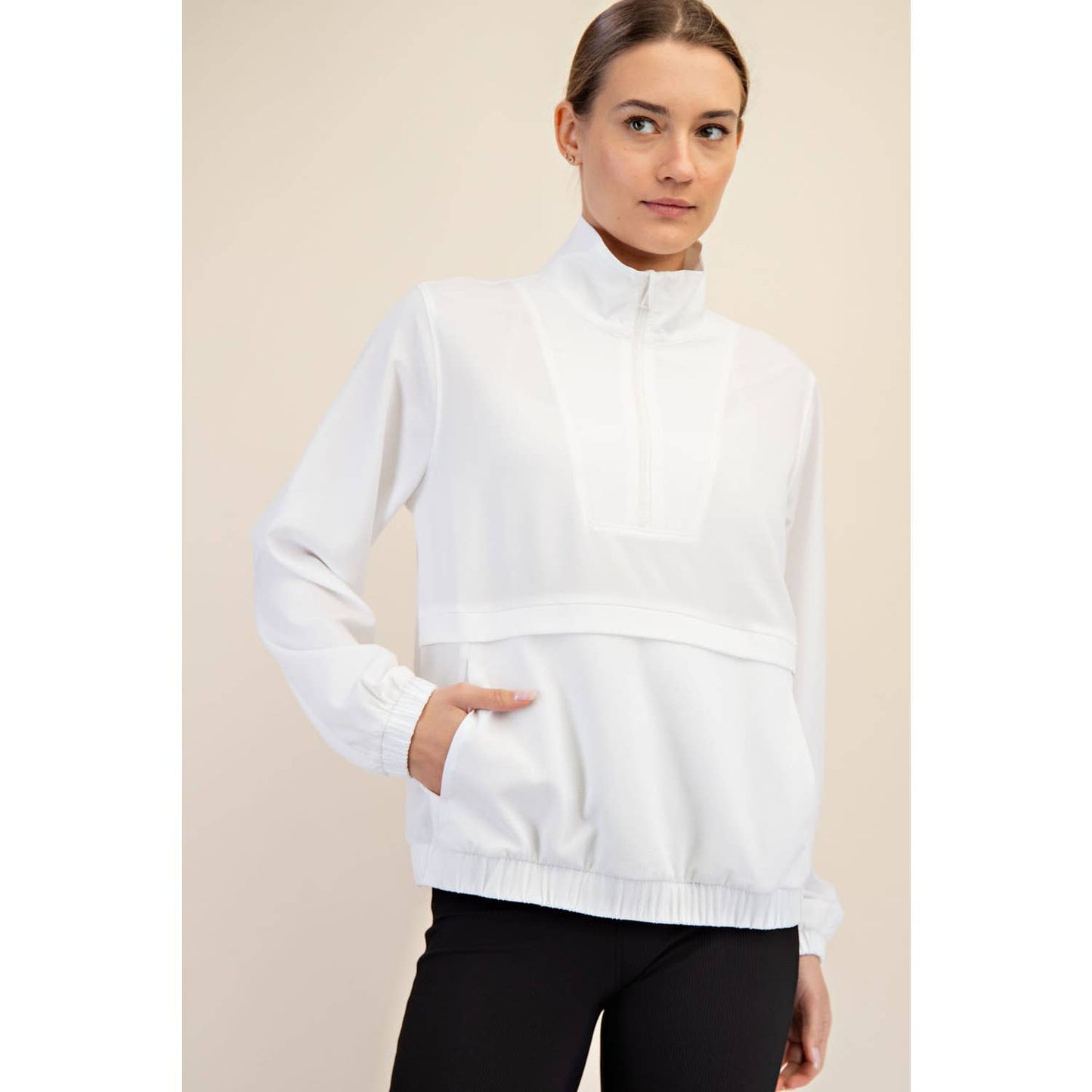 CRINKLE WOVEN QUARTER ZIP ACTIVE JACKET