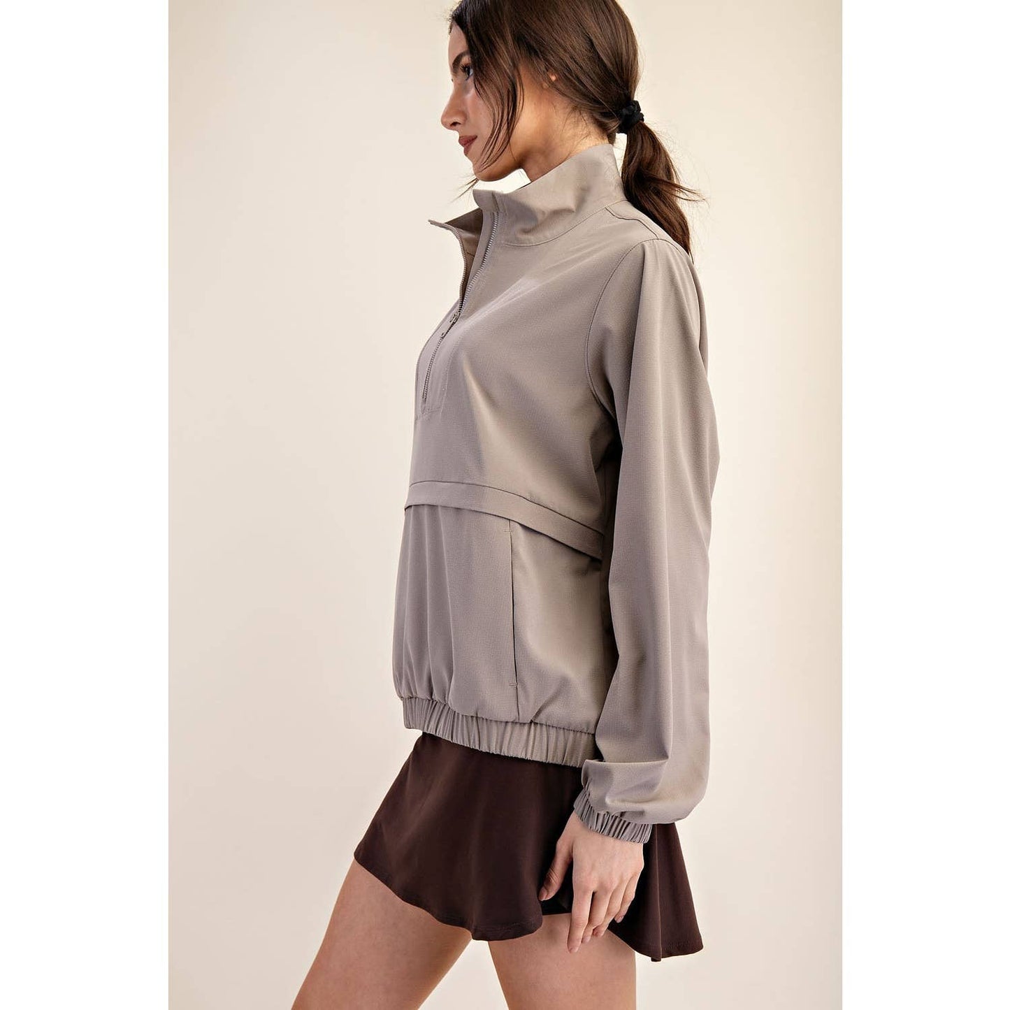CRINKLE WOVEN QUARTER ZIP ACTIVE JACKET