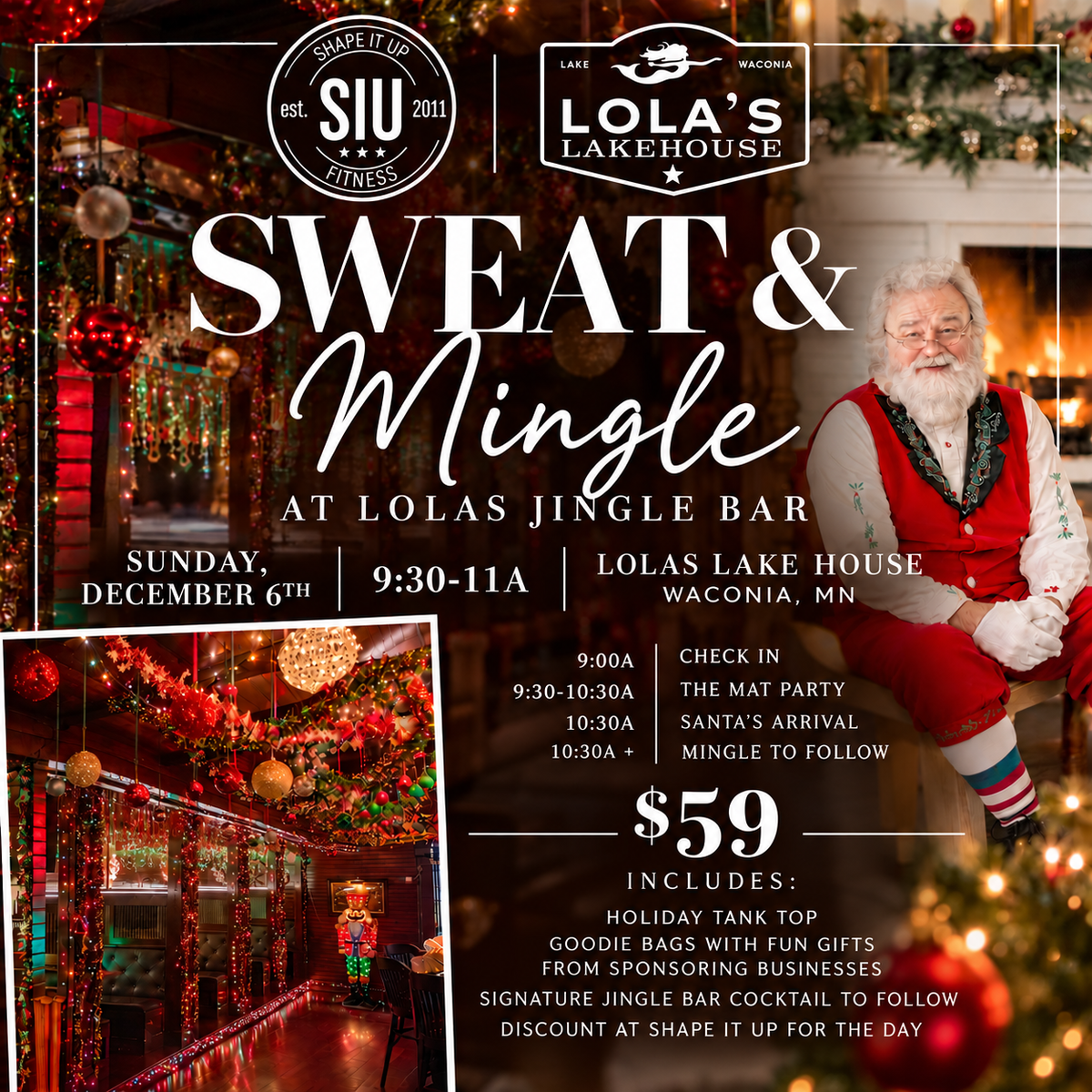Sweat & Mingle at Lola's Jingle Bar