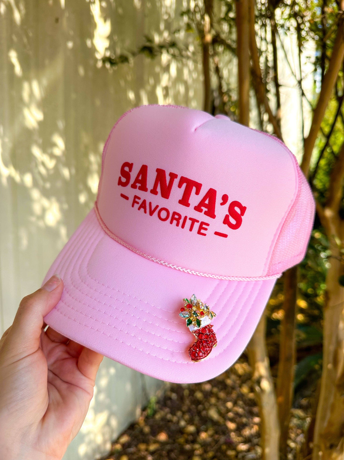 Santa's Favorite Light Pink Trucker