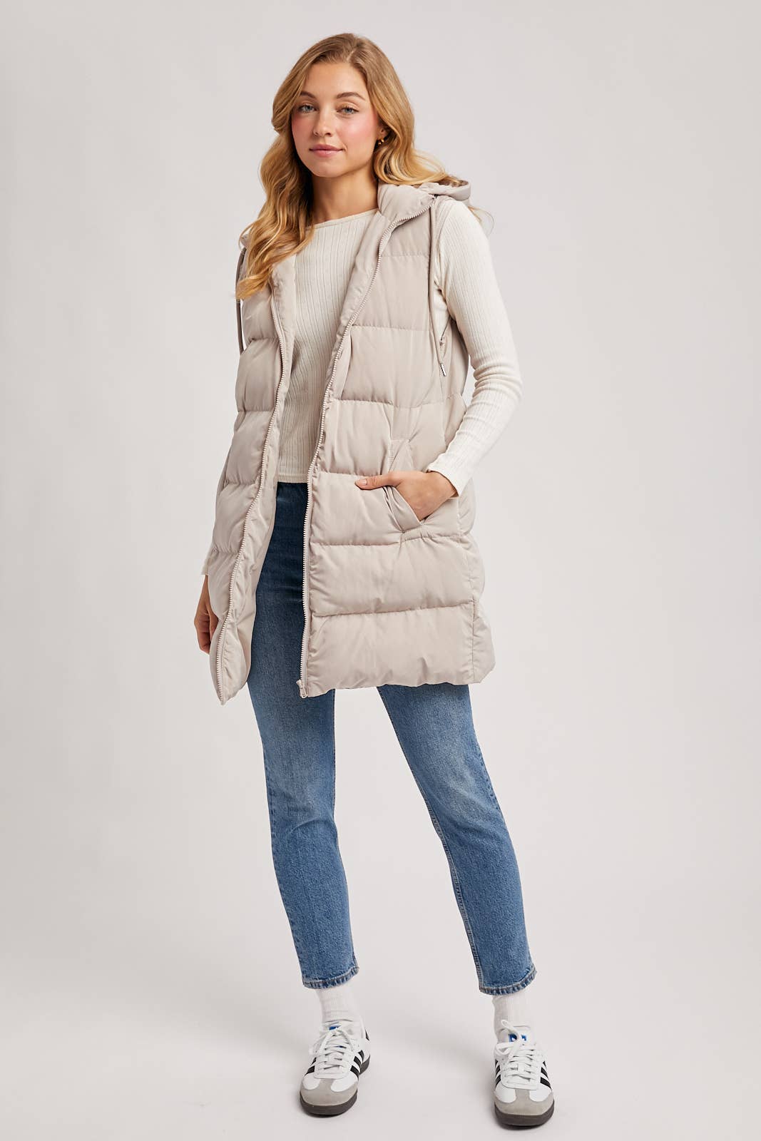 HOODED ZIPPER DOWN VEST