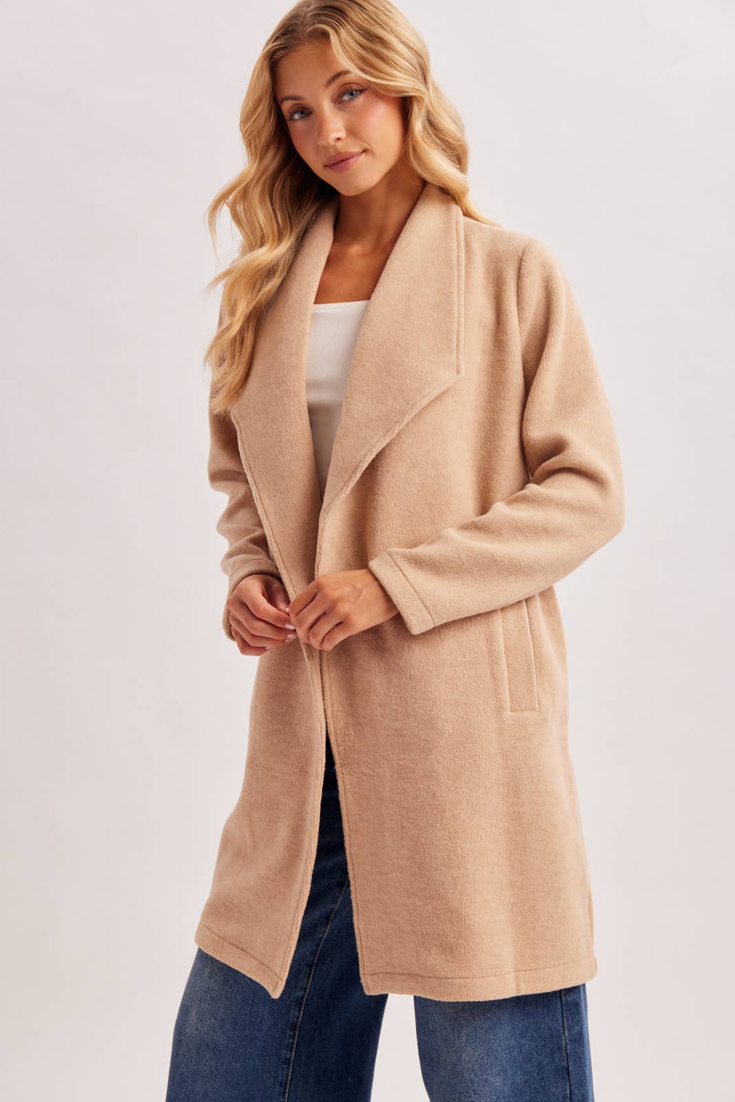 OPEN FRONT KNIT COAT JACKET