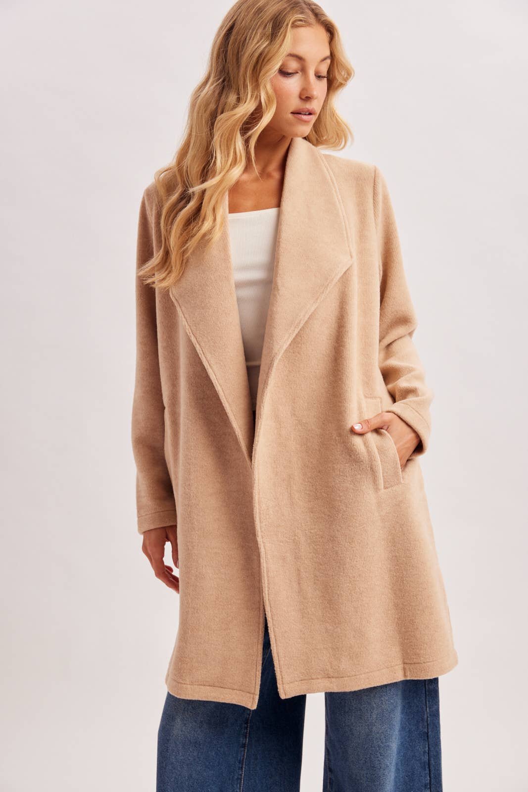 OPEN FRONT KNIT COAT JACKET