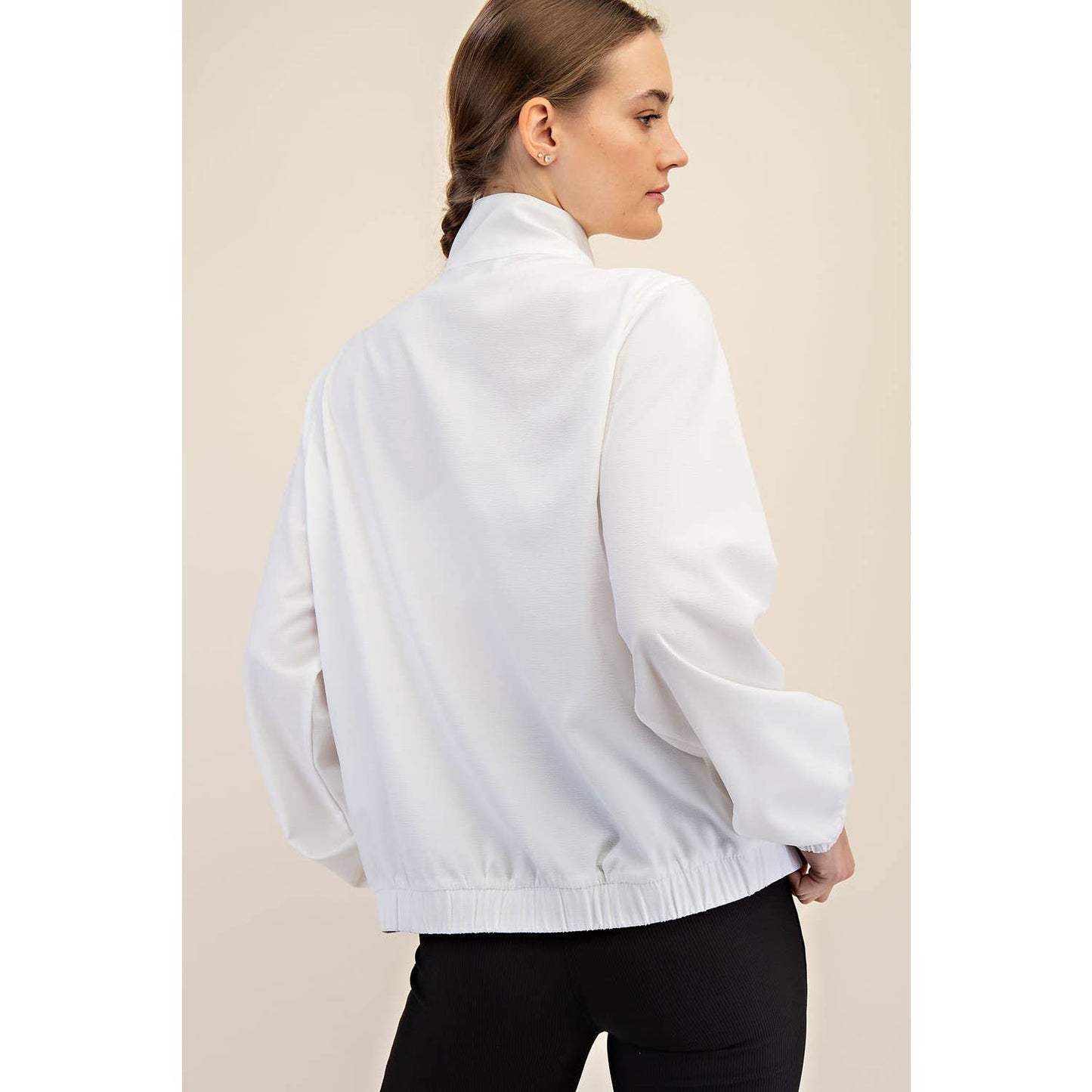 CRINKLE WOVEN QUARTER ZIP ACTIVE JACKET