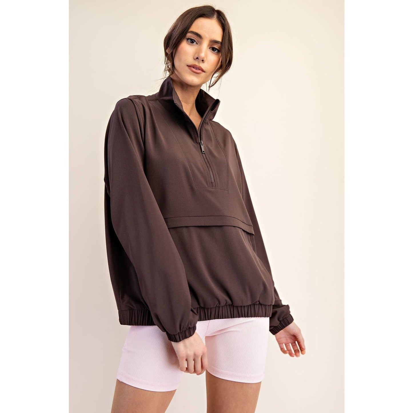 CRINKLE WOVEN QUARTER ZIP ACTIVE JACKET