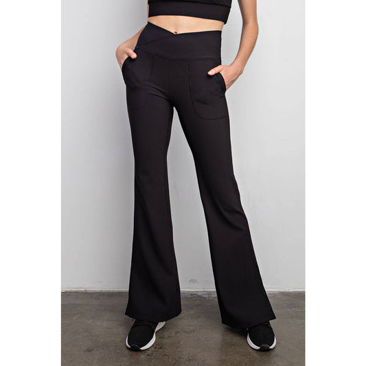 RM NYLON RIB V WAIST FLARED LEGGINGS