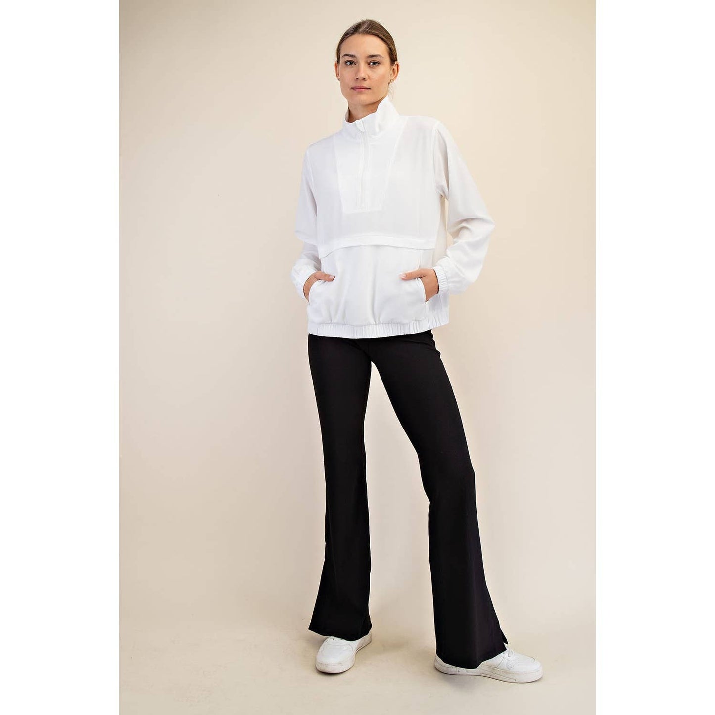 CRINKLE WOVEN QUARTER ZIP ACTIVE JACKET