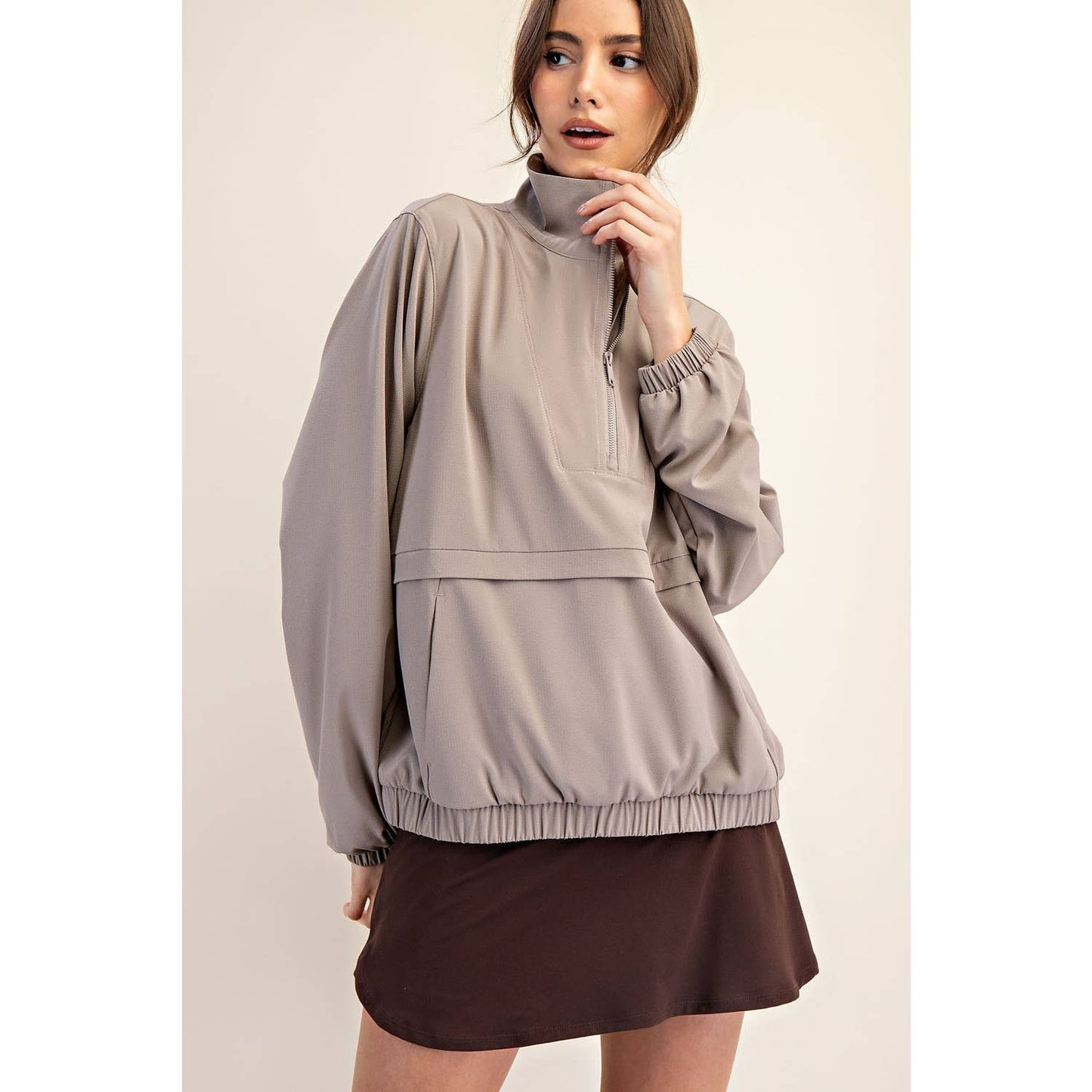 CRINKLE WOVEN QUARTER ZIP ACTIVE JACKET