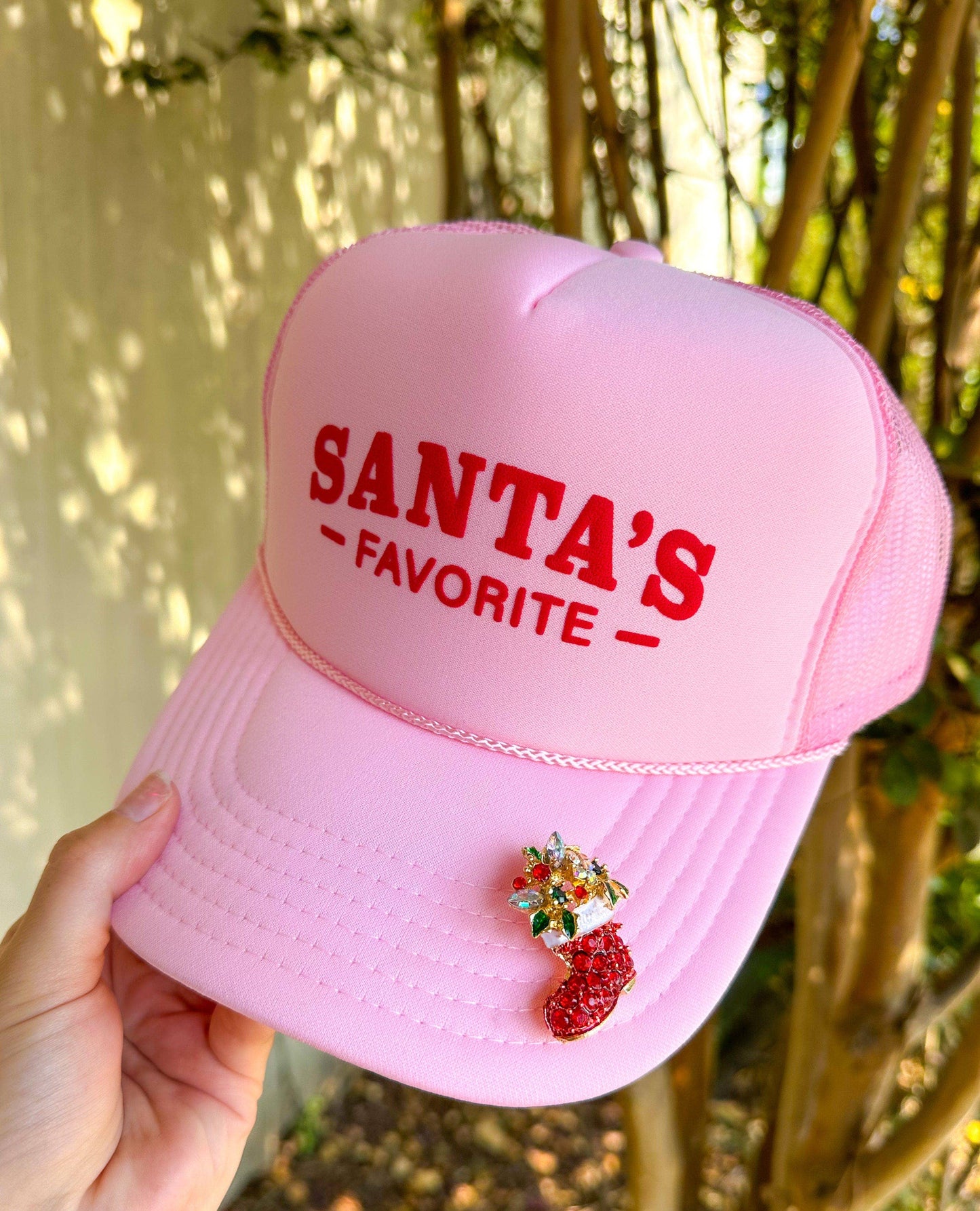 Santa's Favorite Light Pink Trucker