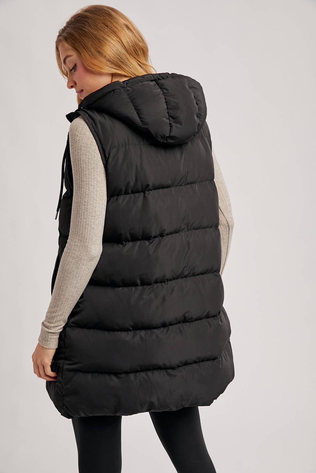 HOODED ZIPPER DOWN VEST