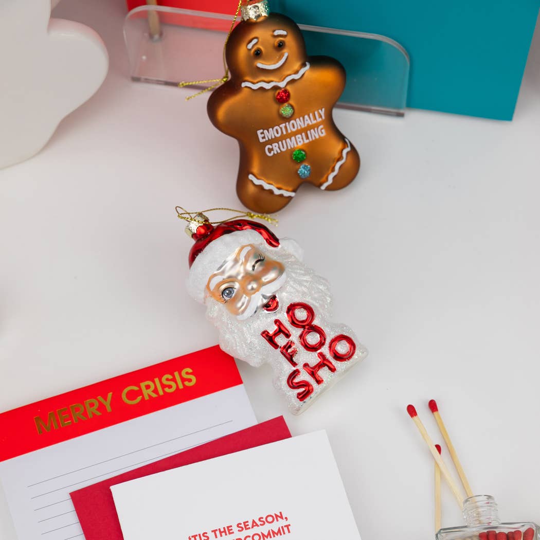 Ho Fo Sho - Winking Santa Glass Ornament