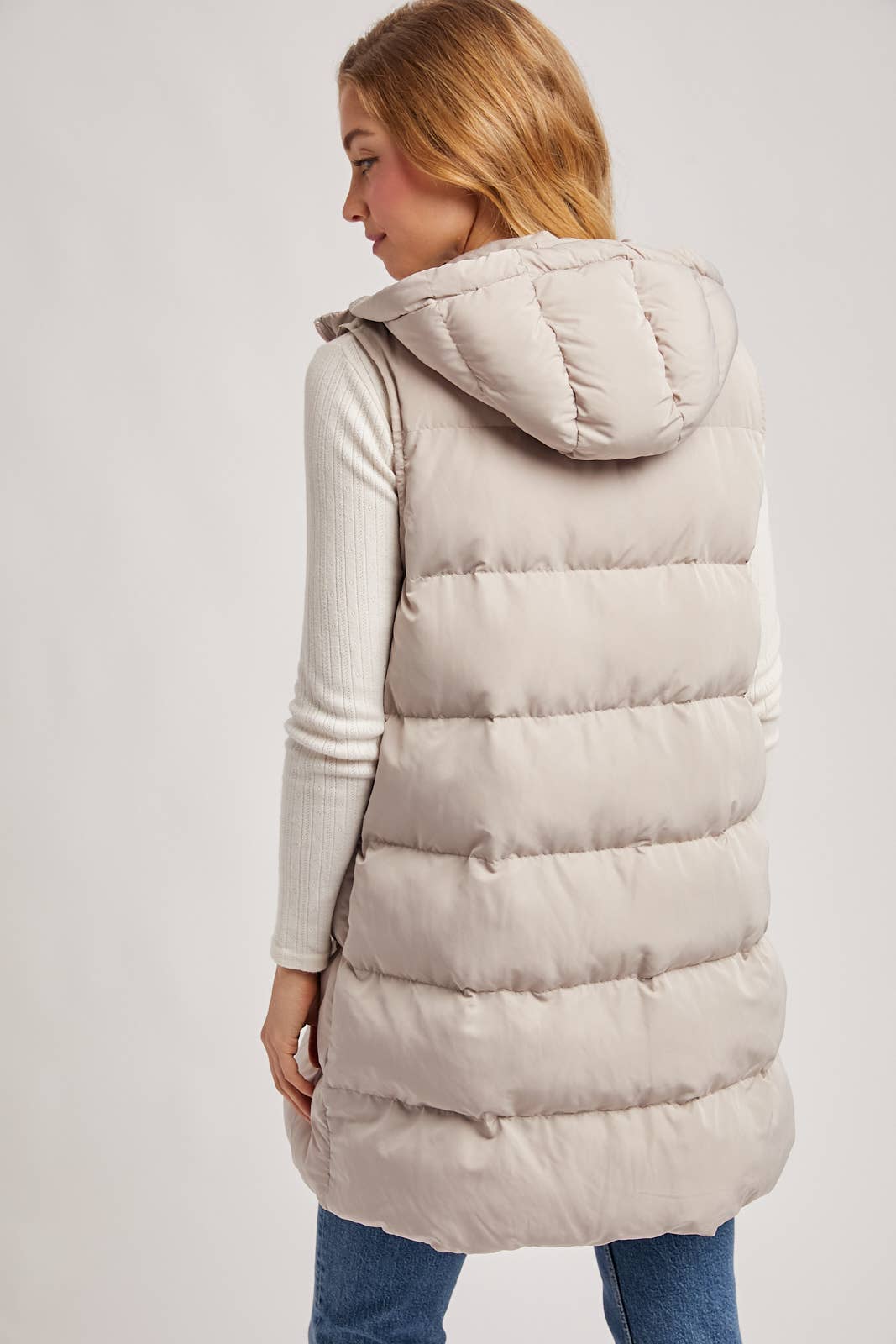 HOODED ZIPPER DOWN VEST