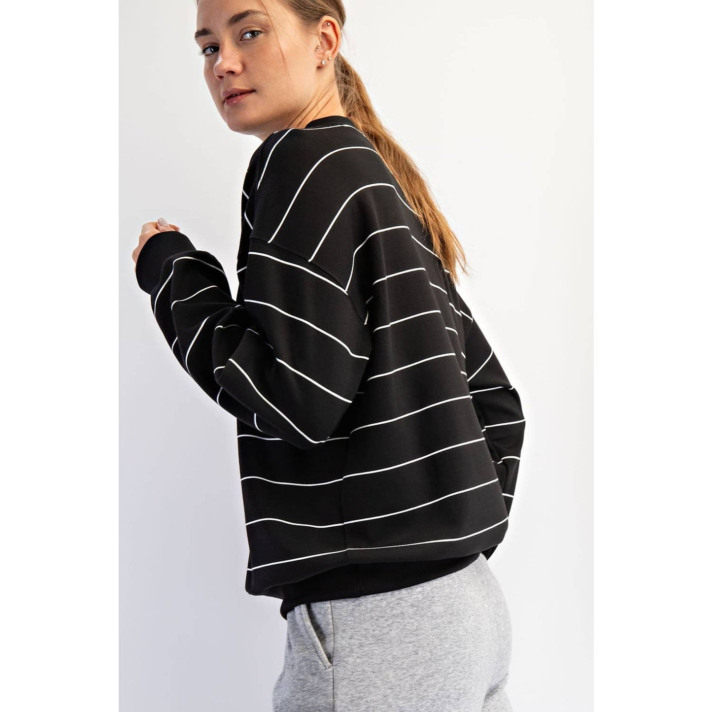 RM STRIPE CREW NECK TOP