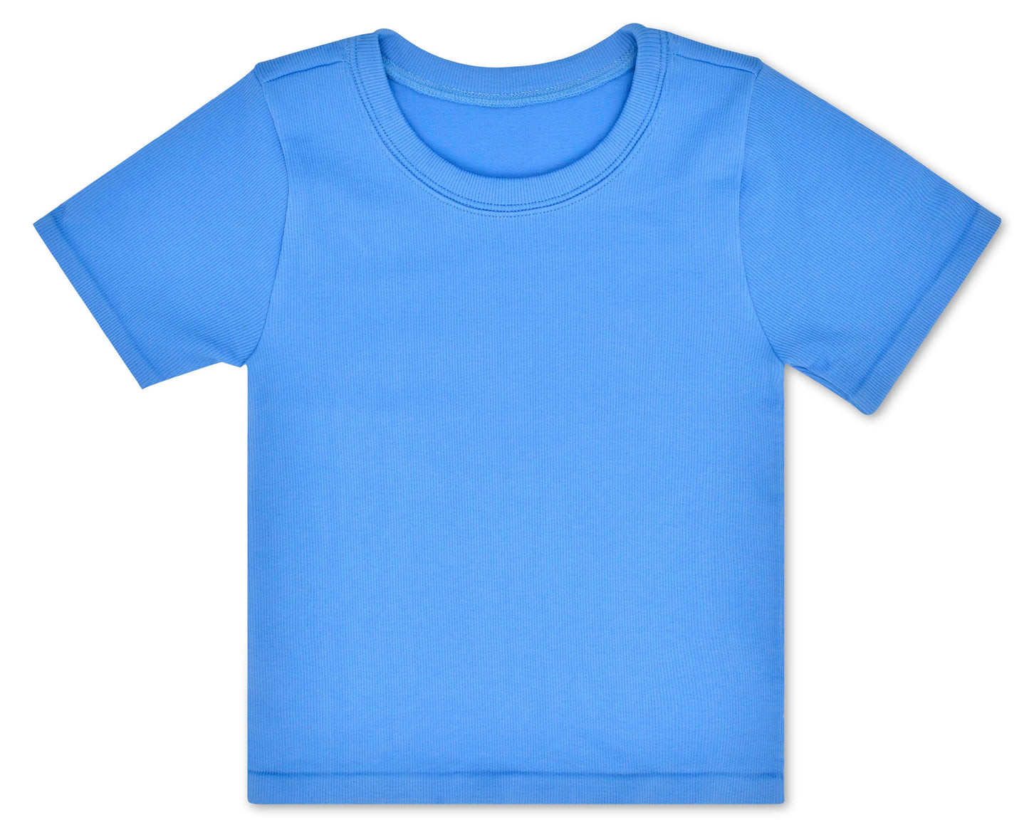 BLUE RIBBED SHORT SLEEVE SHIRT S/M 7-10