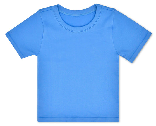 BLUE RIBBED SHORT SLEEVE SHIRT S/M 7-10