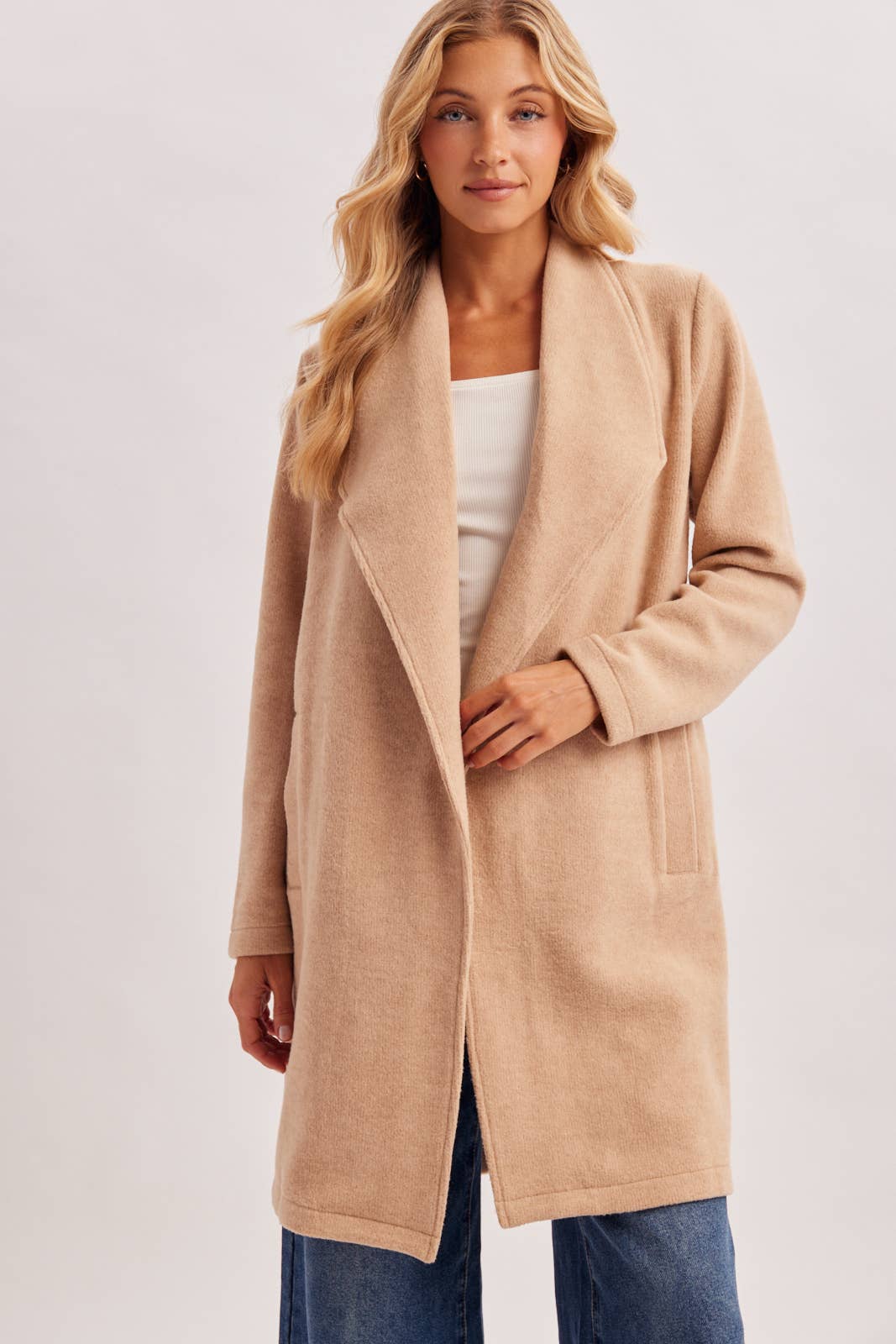 OPEN FRONT KNIT COAT JACKET