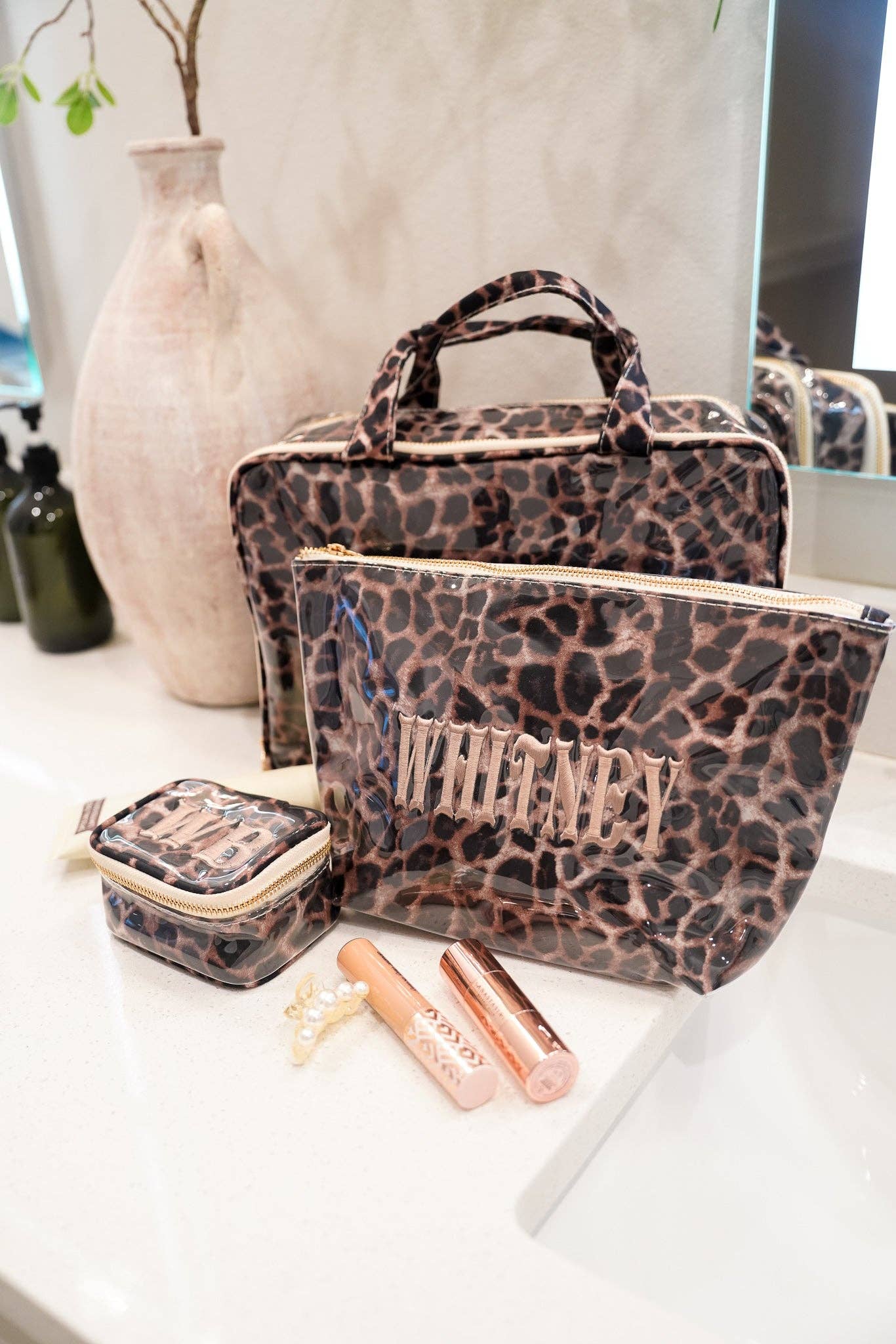 Leopard - Clear Coat Toiletry Case