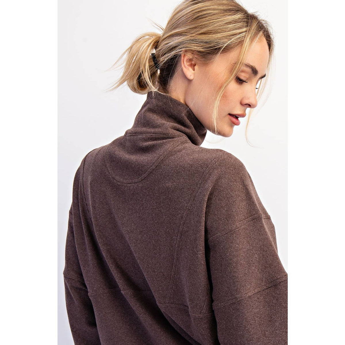 BRUSHED RIB QUARTER ZIP PULLOVER
