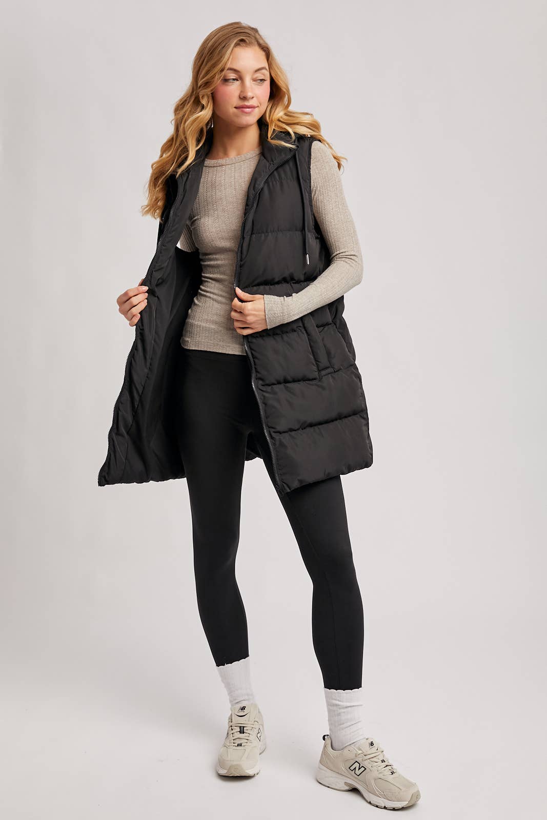 HOODED ZIPPER DOWN VEST