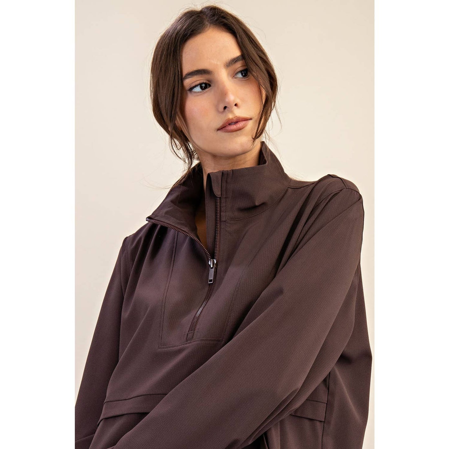 CRINKLE WOVEN QUARTER ZIP ACTIVE JACKET