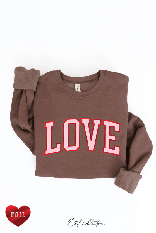 LOVE FOIL Graphic Sweatshirt-brown