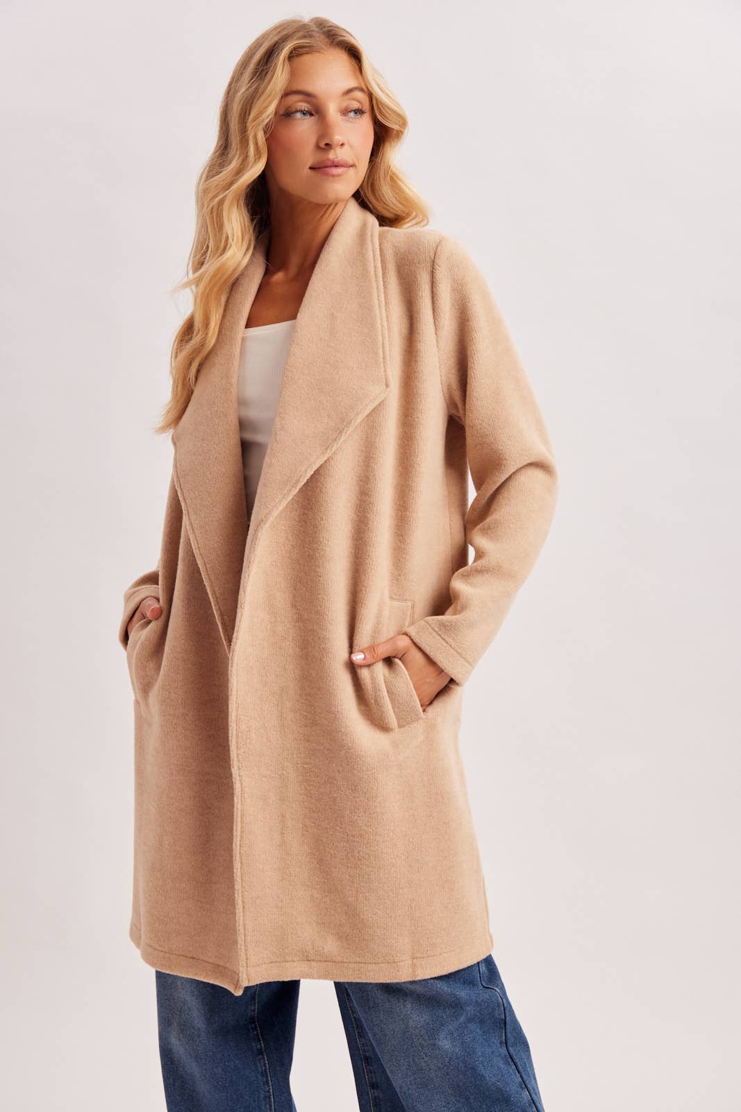 OPEN FRONT KNIT COAT JACKET