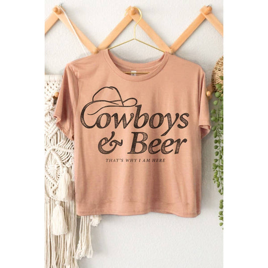 COWBOY N BEER GRAPHIC CROP TOP