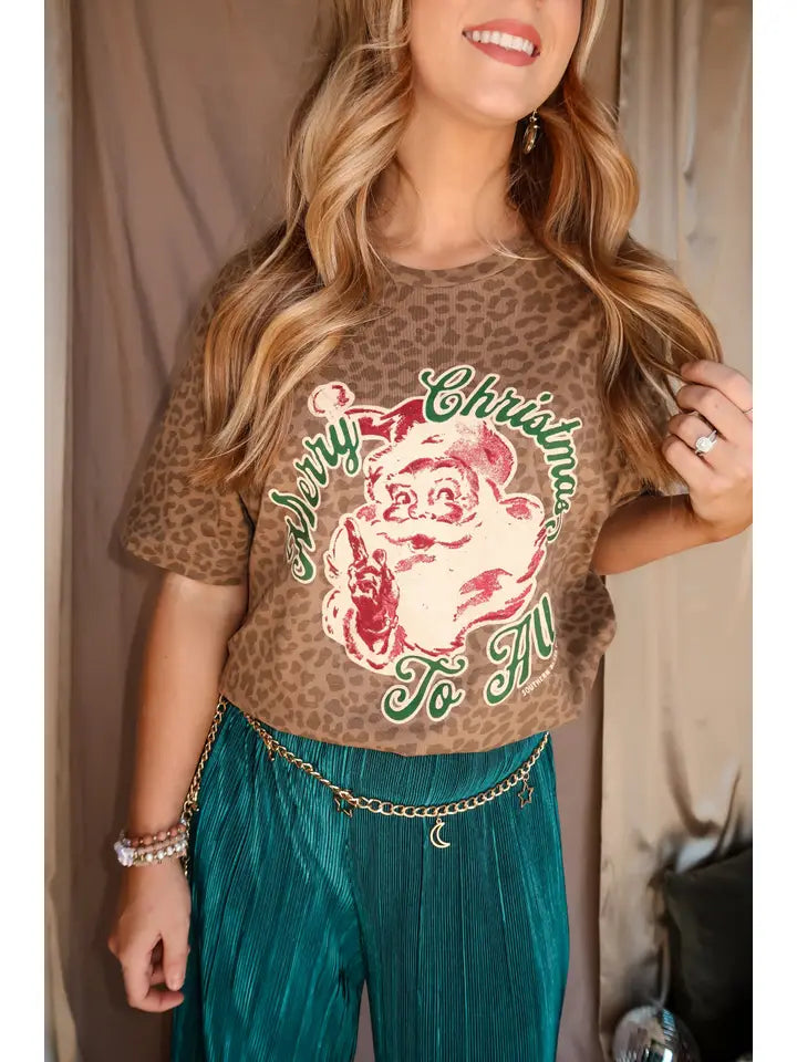 Vintage leopard santa tee