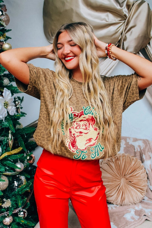 Vintage leopard santa tee