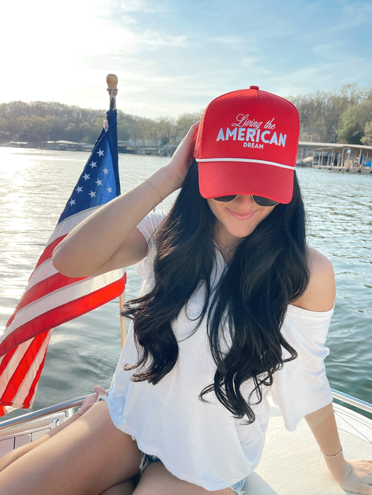 Living the American Dream - Red Vintage Trucker Hat
