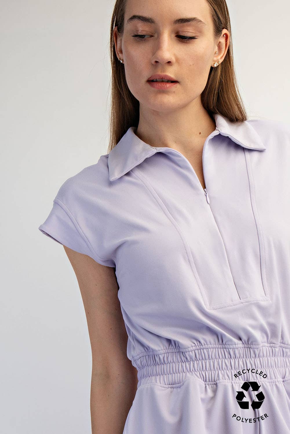 BUTTER SHORT SLEEVE QUARTER ZIP ROMPER