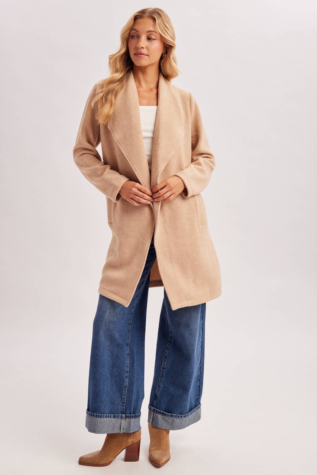 OPEN FRONT KNIT COAT JACKET