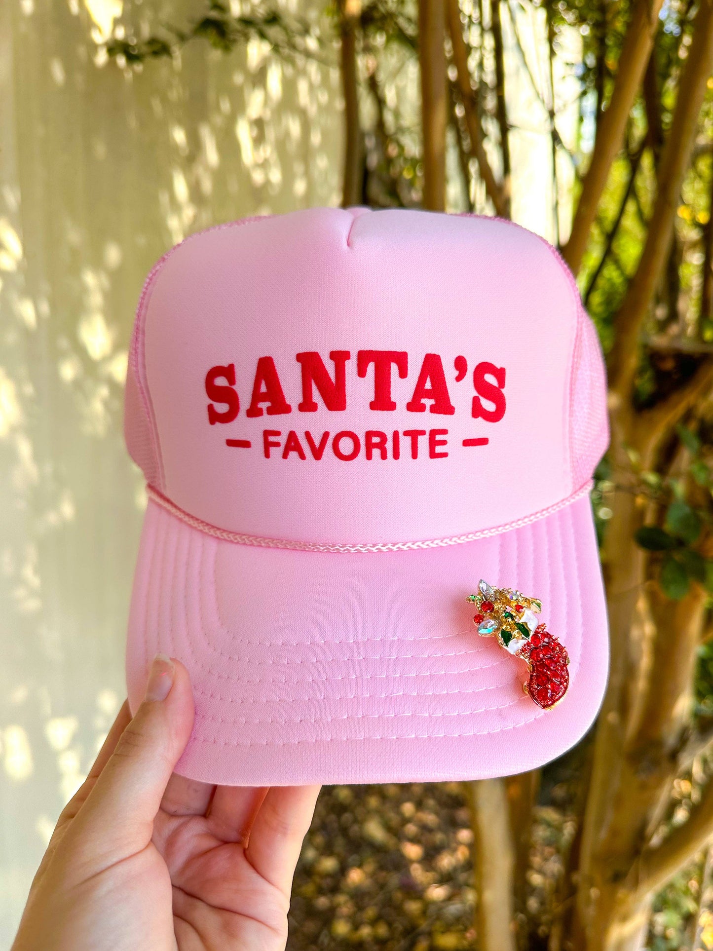 Santa's Favorite Light Pink Trucker