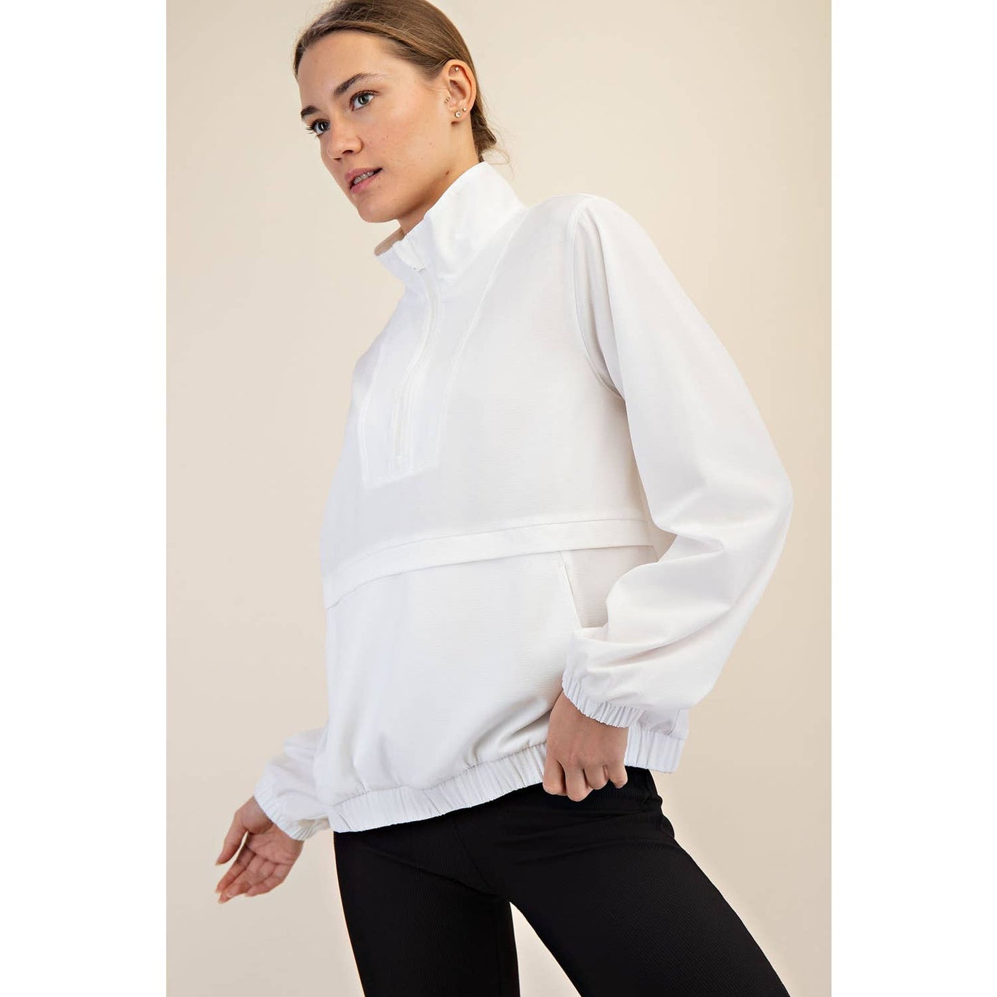 CRINKLE WOVEN QUARTER ZIP ACTIVE JACKET