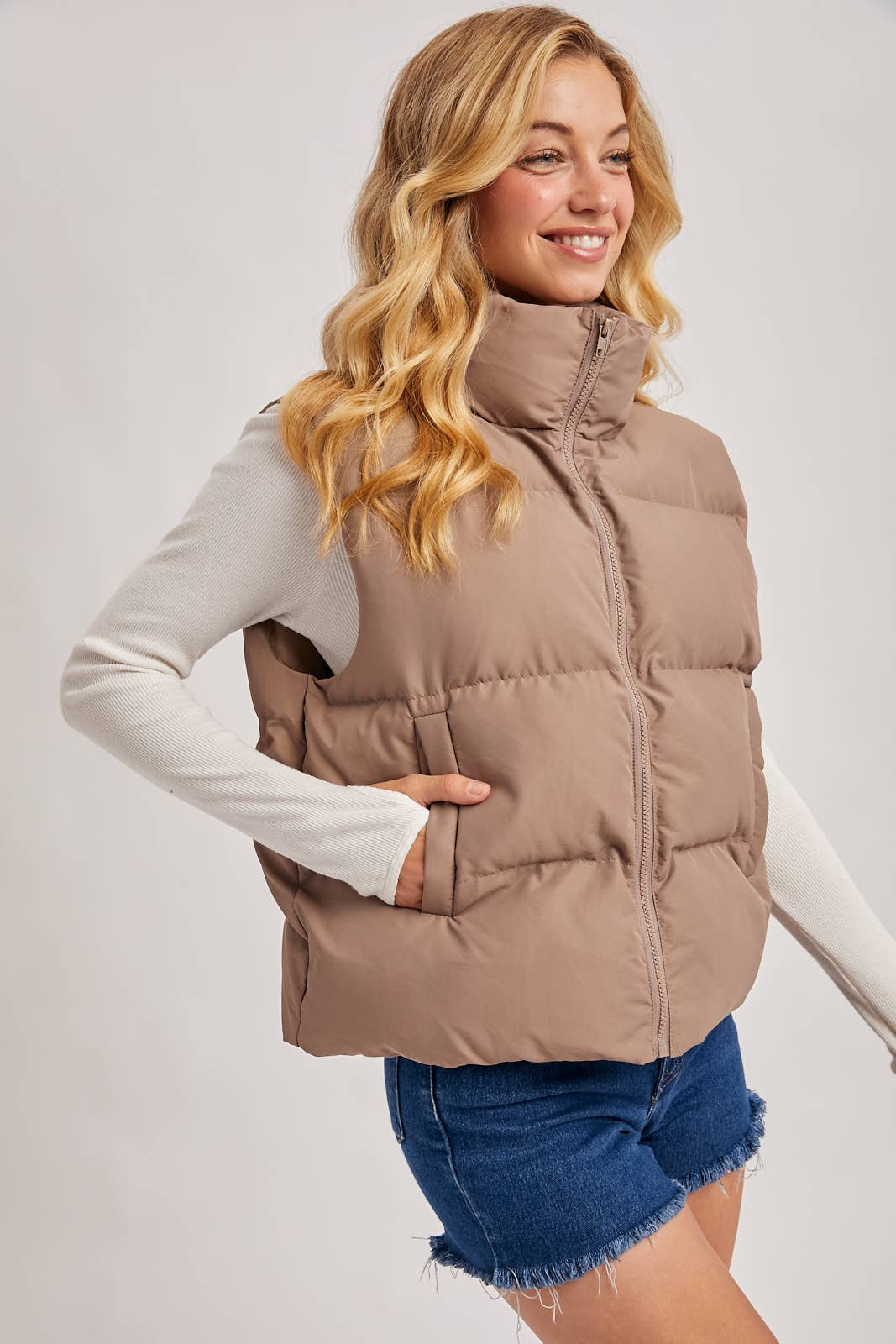 ZIPPER FRONT PUFFER VEST