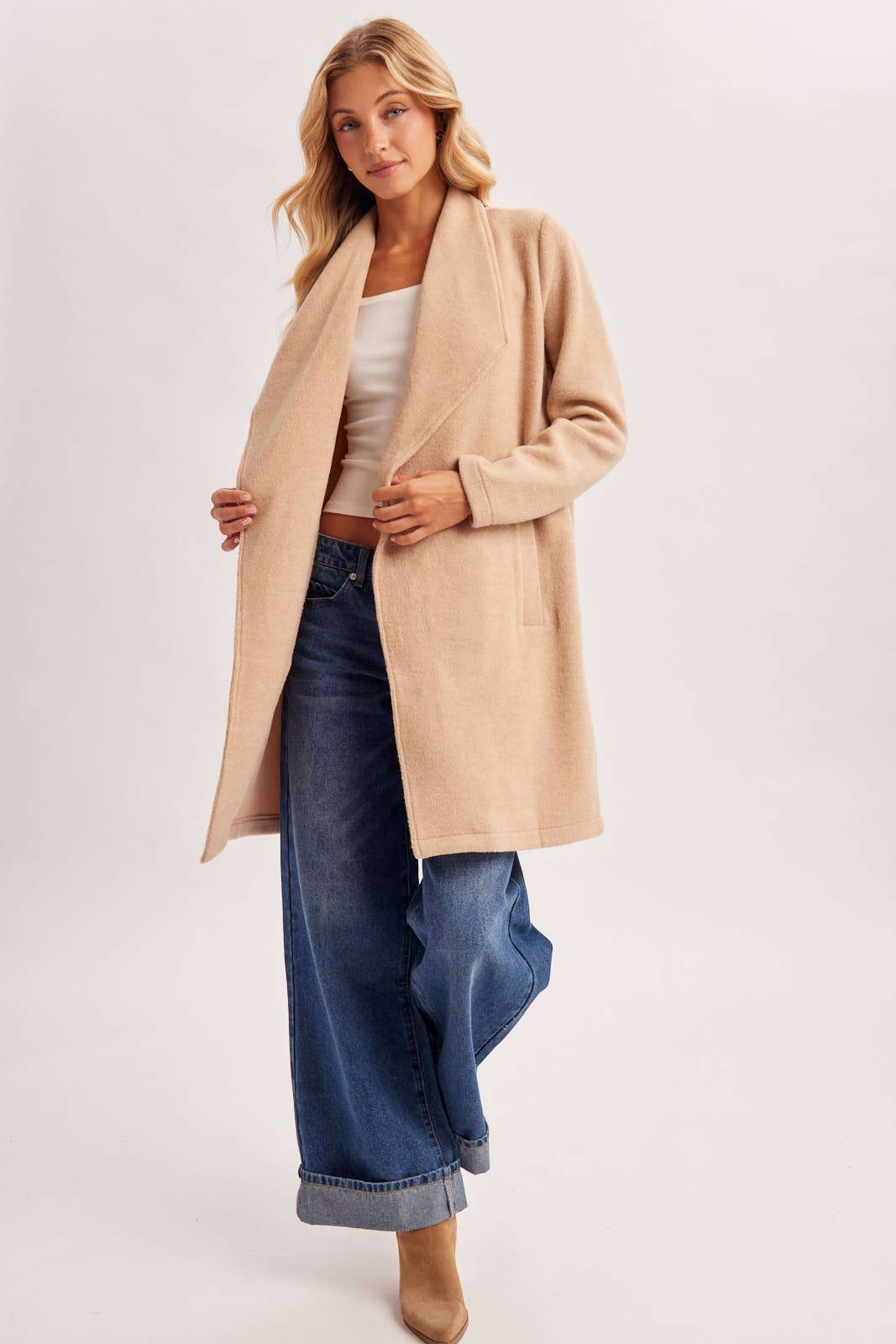 OPEN FRONT KNIT COAT JACKET