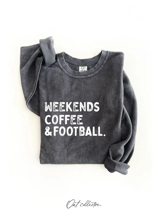 Weekends Coffee and Football Thermal Vintage Pullover